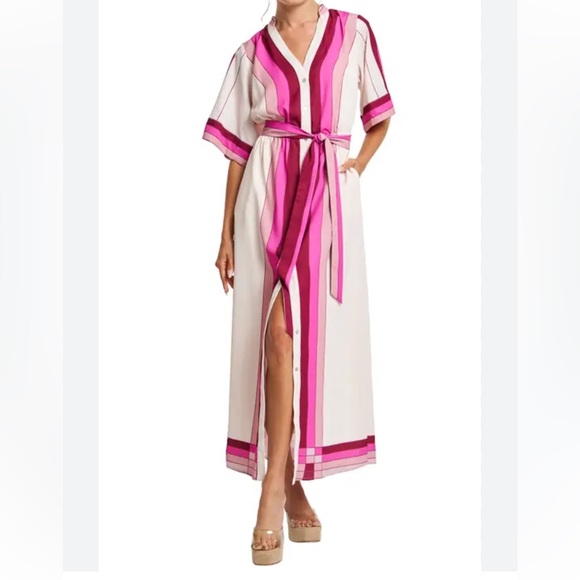 🩷CIEBON-Carmine Stripe Elbow Sleeve Shirtdress🩷 - Picture 7 of 13